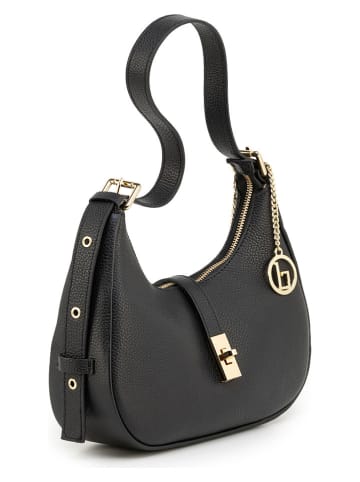 Leder-Schultertasche "Annunziata" in Schwarz - (B)21 x (H)18 x (T)8 cm
