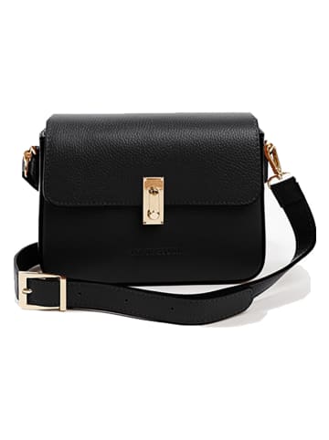 Leder-Umhängetasche in Schwarz - (B)22 x (H)16 x (T)7 cm