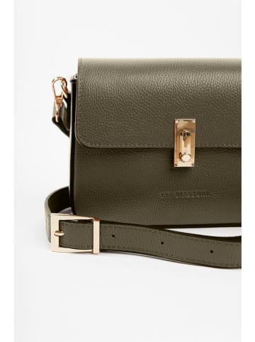 Leder-Umhängetasche in Khaki - (B)22 x (H)16 x (T)7 cm