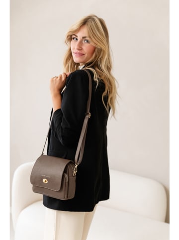 Leder-Umhängetasche in Taupe - (B)23 x (H)20 x (T)9 cm