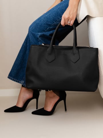 Leren shopper zwart - (B)42 x (H)29 x (D)15 cm