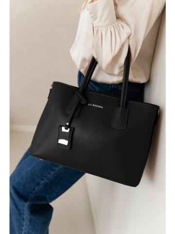 Leder-Henkeltasche in Schwarz - (B)38 x (H)24 x (T)15 cm