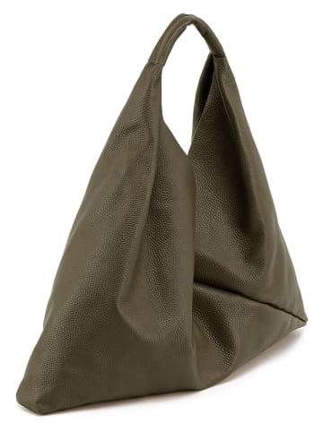 Leder-Schultertasche "Trentia" in Khaki - (B)57 x (H)25 x (T)5 cm