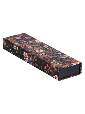 Piórnik "Floralia" w kolorze czarnym ze wzorem - 22 x 3 x 6,8 cm