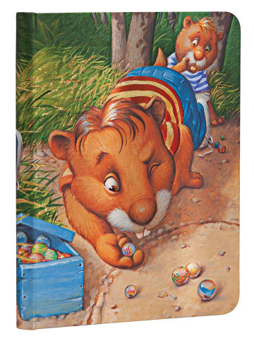 Liniertes Notizbuch ''Murmelspiel'' in Bunt - (B)12 x (H)17 cm