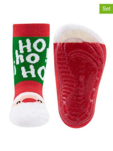 2-delige set: antislipsokken "Santa" rood/groen