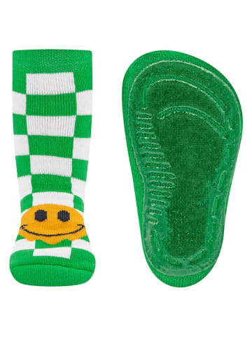 Skarpety antypoślizgowe "SoftStep Karo/Smile" w kolorze zielonym