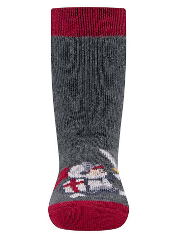 2er-Set: ABS-Socken in Anthrazit/ Rot