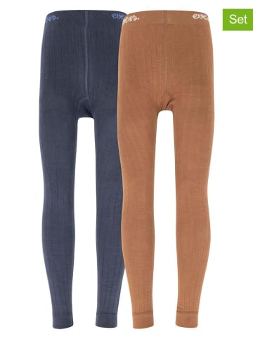 Legginsy (2 pary) w kolorze karmelowo-granatowym