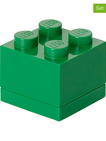3er-Set: Aufbewahrungsboxen "Mini 4" in Grün - (B)4,6 x (H)4,3 x (T)4,6 cm