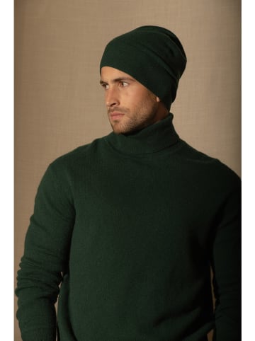 Kaszmirowa czapka beanie "Faith" w kolorze ciemnozielonym