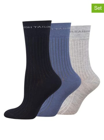 3-delige set: sokken zwart/blauw/grijs