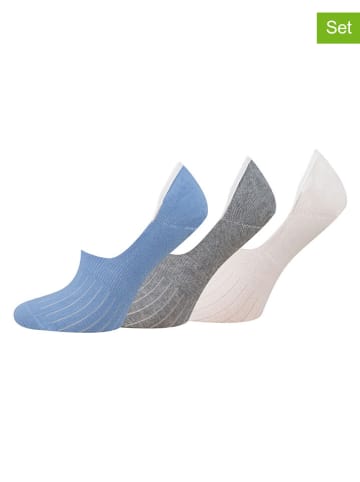 3-delige set: voetjes crème/blauw/grijs