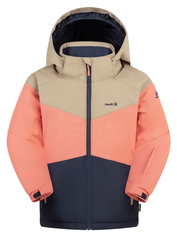 Winterjas abrikooskleurig/donkerblauw