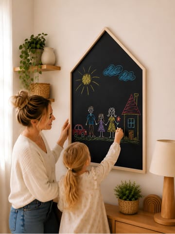 Kreidetafel in Schwarz/ Natur - (B)60 x (H)90 cm