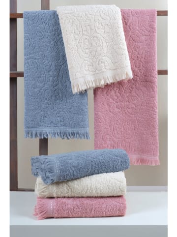 3er-Set: Duschtücher in Rosa/ Blau/ Weiß