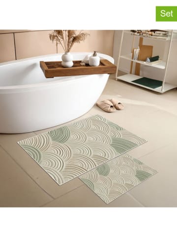 2er-Set: Badvorleger in Grün/ Beige