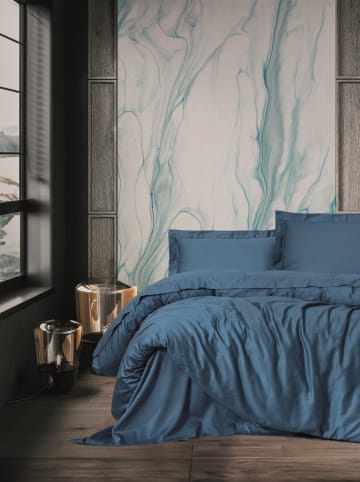 Satijnen beddengoedset blauw