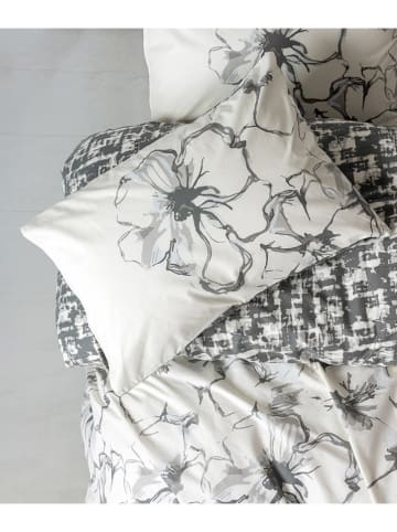 Renforcé beddengoedset "Hilaris" wit/antraciet