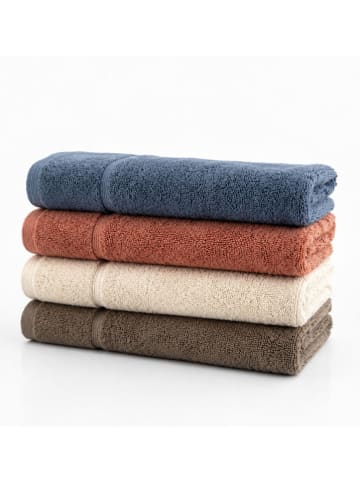 4-delige set: handdoeken blauw/rood/beige