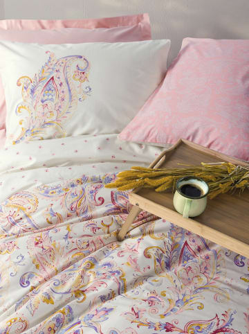 Renforcé beddengoedset "Muna" lichtroze/wit