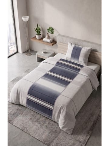 Satijnen beddengoedset wit/grijs