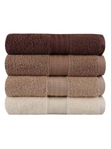 4er-Set: Gästehandtücher "Rainbow" in Creme/ Beige/ Braun