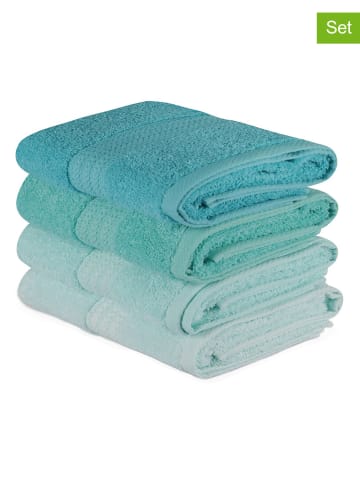4-delige set: badhanddoeken "Rainbow" turquoise