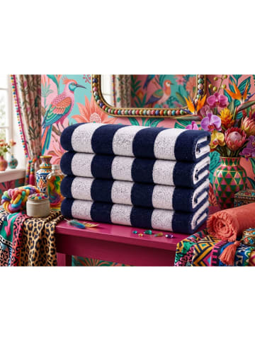 4-delige set: handdoeken donkerblauw/wit