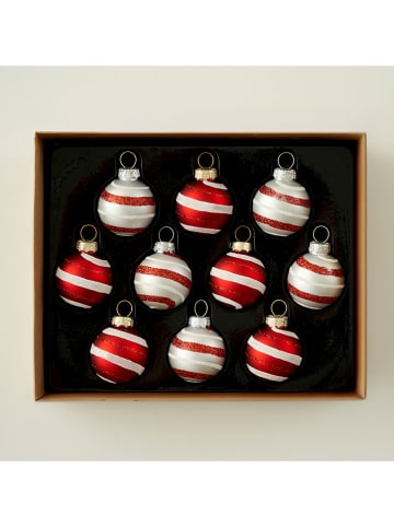 10tlg. Weihnachtskugel-Set in Silber/ Rot