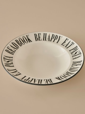 Pastabord "Book Lovers" wit/zwart - Ø 28 cm