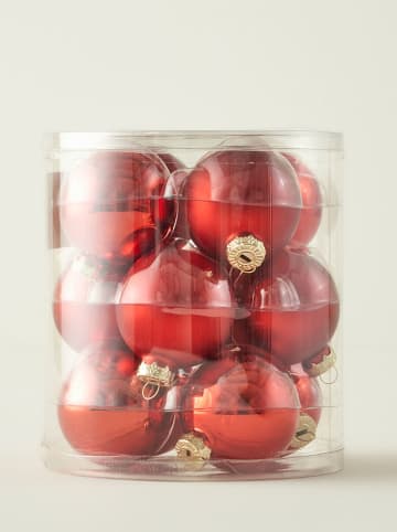 12tlg. Weihnachtskugel-Set in Rot