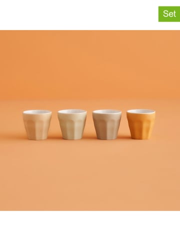 Kubki (4 szt.) w kolorze pomarańczowo-brązowo-beżowym do kawy - 90 ml