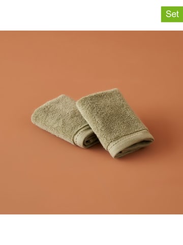 Ręczniki (2 szt.) "Ruby" w kolorze khaki dla gości - 30 x 30 cm