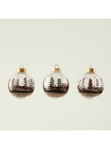 3-delige kerstballenset bruin - Ø 8 cm