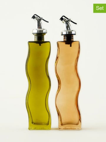 Dozowniki (2 szt.) "Wavy" w kolorze pomarańczowym do octu i oliwy - 250 ml