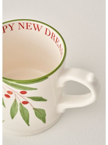 Kubek "Happy New" w kolorze zielono-białym - 380 ml