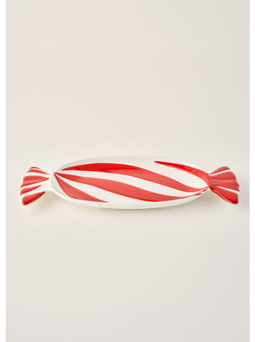 Półmisek "Merry Christmas" w kolorze biało-czerwonym - 41 x 19 cm