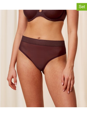 Stringi high waist (2 pary) w kolorze bordowym