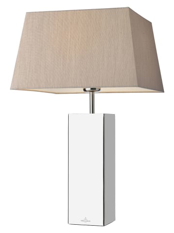 Lampa stołowa "Prag" w kolorze srebrno-beżowym - 32 x 53 x 10 cm