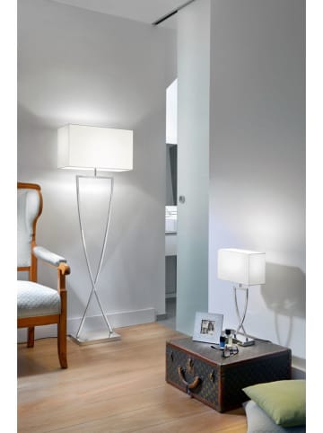 Lampa stołowa "Toulouse" w kolorze srebrno-białym - 27 x 52 x 12 cm