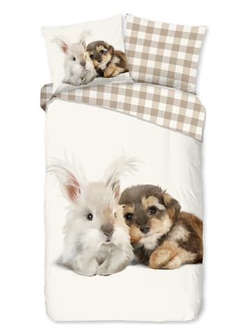 Flanell-Bettwäsche-Set "Cute" in Beige