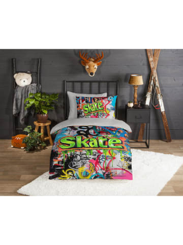 Komplet pościeli flanelowej "Skate" w kolorze szarym ze wzorem