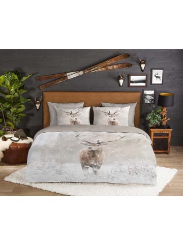 Flanell-Bettwäsche-Set "Snowydeer" in Beige