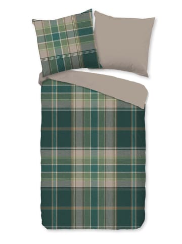 Flanellen beddengoedset "Dirkje" groen