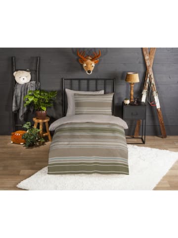 Flanell-Bettwäsche-Set "Oxford" in Beige