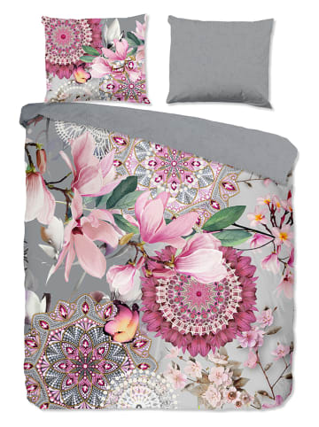 Flanellen beddengoedset "Inaya" roze/meerkleurig