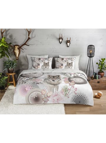 Flanellen beddengoedset "Isaci" grijs