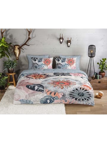 Flanellen beddengoedset "Ralvira" lichtgrijs/lichtroze