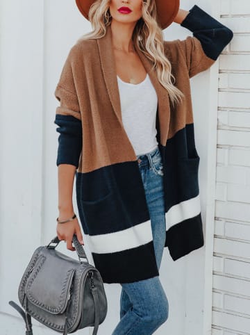 Cardigan in Hellbraun/ Dunkelblau